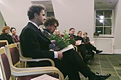 Kuvataiteilijat Kuutti Lavonen ja Osmo Rauhala saivat tämänvuotisen kirkon kulttuuripalkinnon. kuva Ari Paavilainen.